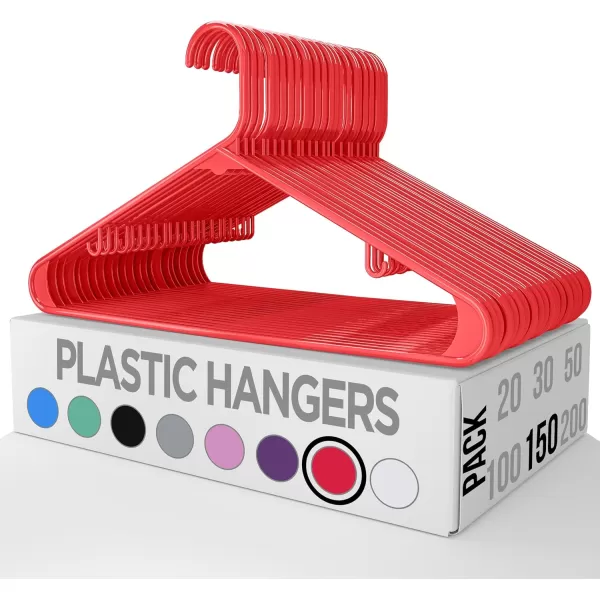 imageUtopia Home Plastic Hangers 30 Pack  Clothes Hanger with Hooks  Durable ampamp Space Saving Coat Hanger  Heavy Duty White Hangers  Skirt HangersRed