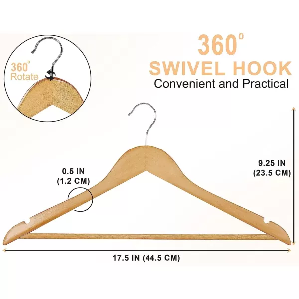 imageUtopia Home Premium Wooden Hangers 20 Pack  Durable ampamp Slim Coat Hanger  Suit Hangers with 360Degree Rotatable Hook  Wood Hangers with Shoulder Grooves Natural ColorNatural