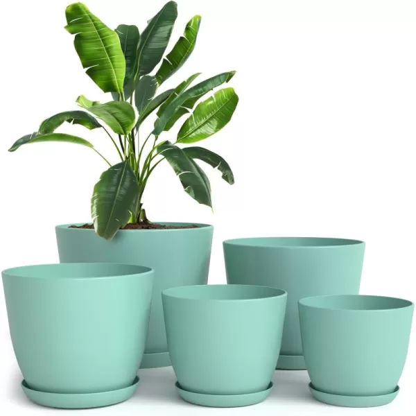 imageUtopia Home  Plant Pots Indoor with Drainage  76665348 Inches Home Decor Flower Pots for Indoor Planter  Pack of 10 Plastic Planters for Indoor Plants Cactus Succulents Pot  BrownAqua