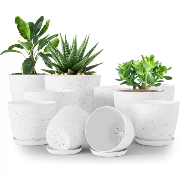 imageUtopia Home  Plant Pots Indoor with Drainage  76665348 Inches Home Decor Flower Pots for Indoor Planter  Pack of 10 Plastic Planters for Indoor Plants Cactus Succulents Pot  BrownSpotty Gray