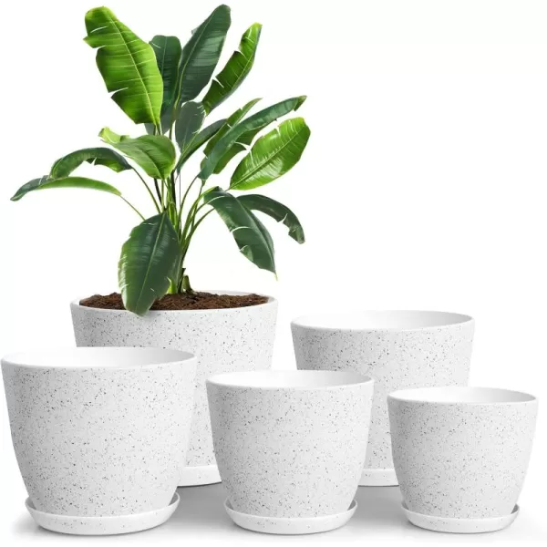 imageUtopia Home  Plant Pots Indoor with Drainage  76665348 Inches Home Decor Flower Pots for Indoor Planter  Pack of 10 Plastic Planters for Indoor Plants Cactus Succulents Pot  BrownSpotty Grey