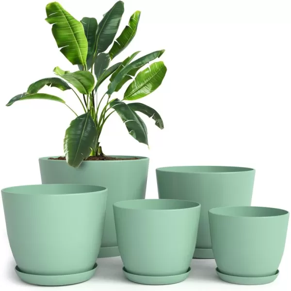 imageUtopia Home  Plant Pots Indoor with Drainage  76665348 Inches Home Decor Flower Pots for Indoor Planter  Pack of 10 Plastic Planters for Indoor Plants Cactus Succulents Pot  BrownMint