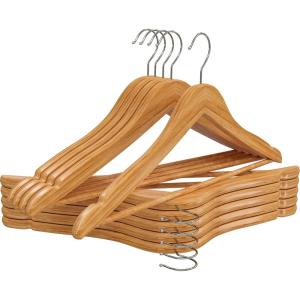 imageUtopia Home Premium Wooden Hangers 30 Pack  Durable ampamp Slim Coat Hanger  Suit Hanger with 360Degree Rotatable Hook  Wood Hangers with Shoulder Grooves Black ColorNatural