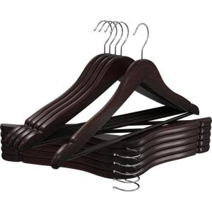 imageUtopia Home Premium Wooden Hangers 30 Pack  Durable ampamp Slim Coat Hanger  Suit Hanger with 360Degree Rotatable Hook  Wood Hangers with Shoulder Grooves Black ColorBrown