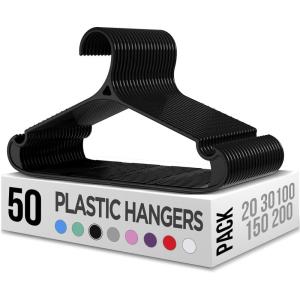 imageUtopia Home Plastic Hangers 50 Pack for Shirts ampamp Pants  SpaceSaving Heavy Duty Plastic Hangers with NonSlip Shoulder Grooves ampamp Notches  AntiSlip Pants Bar for Increased Grip WhiteBlack