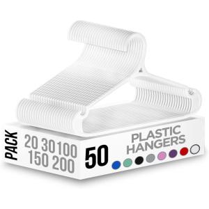 imageUtopia Home Plastic Hangers 50 Pack for Shirts ampamp Pants  SpaceSaving Heavy Duty Plastic Hangers with NonSlip Shoulder Grooves ampamp Notches  AntiSlip Pants Bar for Increased Grip WhiteWhite