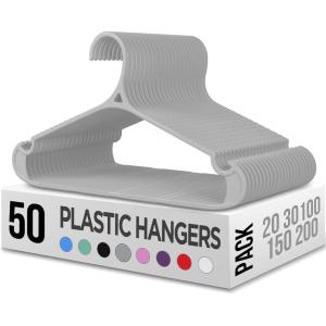 imageUtopia Home Plastic Hangers 50 Pack for Shirts ampamp Pants  SpaceSaving Heavy Duty Plastic Hangers with NonSlip Shoulder Grooves ampamp Notches  AntiSlip Pants Bar for Increased Grip WhiteGray