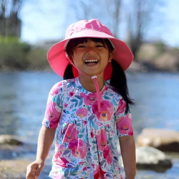 imageJAN ampamp JUL Girls Adjustable Water Resistant Bucket Sunhat 50 UPFWatermelon Pink