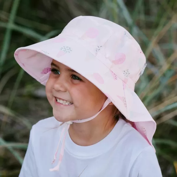 imageJAN ampamp JUL Summer Adventure Wide Brim 50 UPF QuickDry SunHats for KidsPink Ice Cream