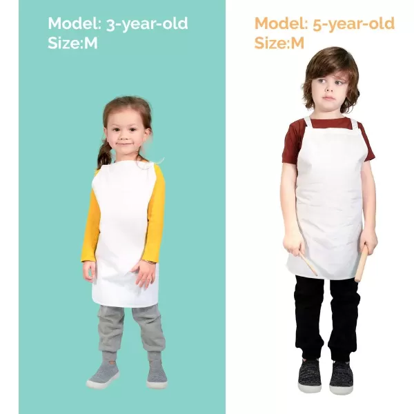 imageTwinklebelle Kids Aprons White Cotton for Girls Boys Toddlers for Painting Cooking Baking 1pc3pc12pc PacksLarge  3pc Pack
