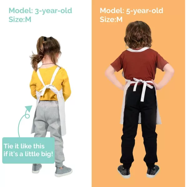 imageTwinklebelle Kids Aprons White Cotton for Girls Boys Toddlers for Painting Cooking Baking 1pc3pc12pc PacksMedium  3pc Pack