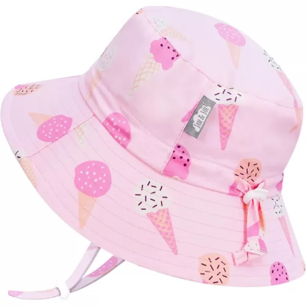 imageJAN ampamp JUL Girls Adjustable Water Resistant Bucket Sunhat 50 UPFPink Ice Cream