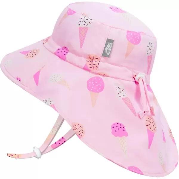 imageJAN ampamp JUL Summer Adventure Wide Brim 50 UPF QuickDry SunHats for KidsPink Ice Cream