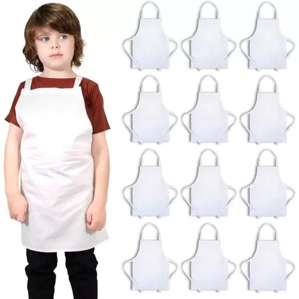 imageTwinklebelle Kids Aprons White Cotton for Girls Boys Toddlers for Painting Cooking Baking 1pc3pc12pc PacksSmall  12pc Pack