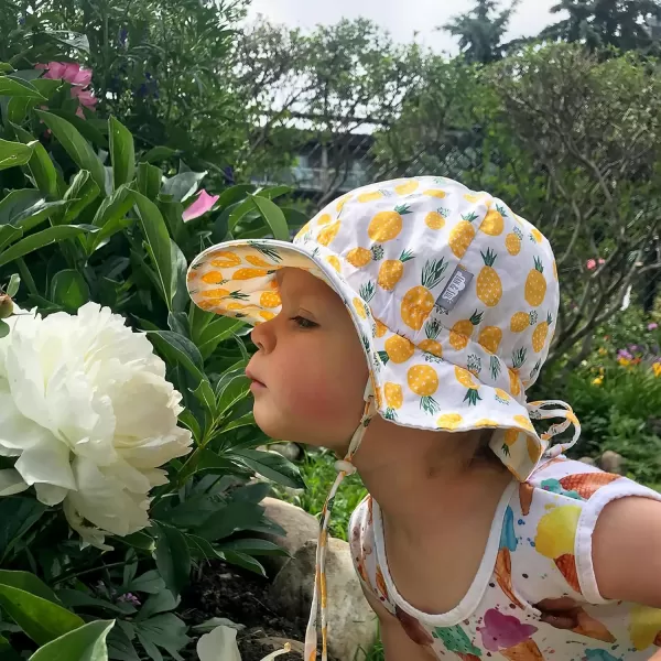 imageJAN ampamp JUL Adjustable Cotton Floppy SunHat with 50 UPF ProtectionYellow Pineapple