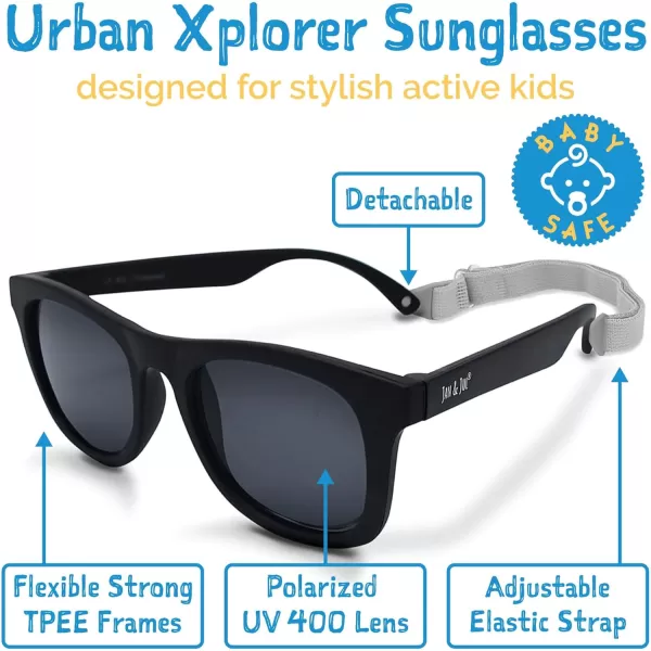 imageJAN ampamp JUL Baby Toddler Kids Flexible UV400 Polarized Sunglasses with Strap for Girls BoysBlack