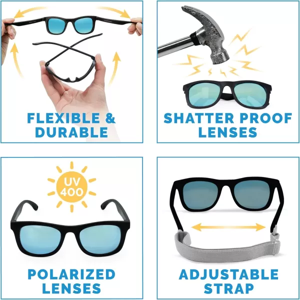 imageJAN ampamp JUL Baby Toddler Kids Flexible UV400 Polarized Sunglasses with Strap for Girls BoysBlack Aurora