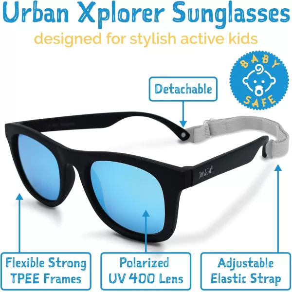imageJAN ampamp JUL Baby Toddler Kids Flexible UV400 Polarized Sunglasses with Strap for Girls BoysBlack Aurora