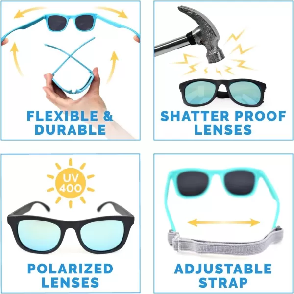 imageJAN ampamp JUL Baby Toddler Kids Flexible UV400 Polarized Sunglasses with Strap for Girls BoysFrosty Mint Aurora