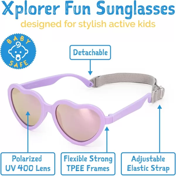 imageJAN ampamp JUL Baby Toddler Kids Flexible UV400 Polarized Sunglasses with Strap for Girls BoysLavender Heart Aurora
