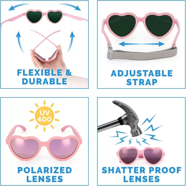 imageJAN ampamp JUL Baby Toddler Kids Flexible UV400 Polarized Sunglasses with Strap for Girls BoysLavender Heart Aurora
