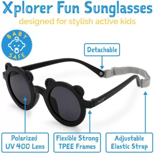 imageJAN ampamp JUL Baby Toddler Kids Flexible UV400 Polarized Sunglasses with Strap for Girls BoysOlive Khaki Bear