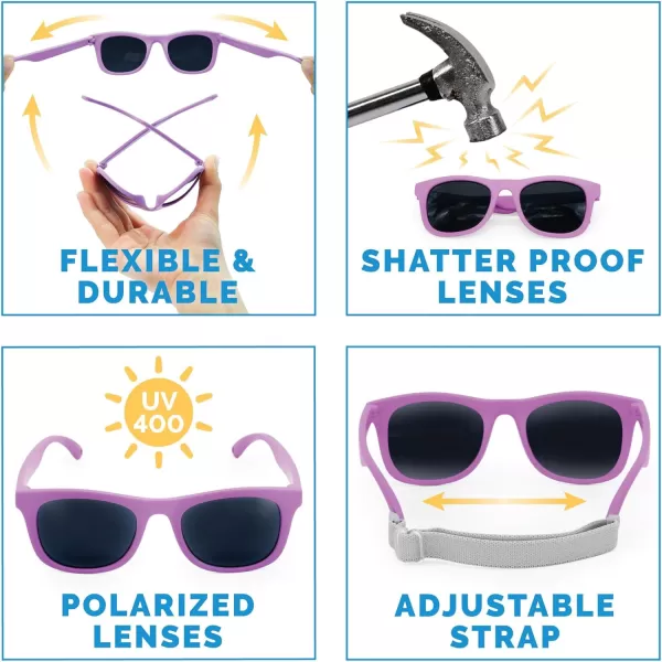 imageJAN ampamp JUL Baby Toddler Kids Flexible UV400 Polarized Sunglasses with Strap for Girls BoysPurple Popsicle