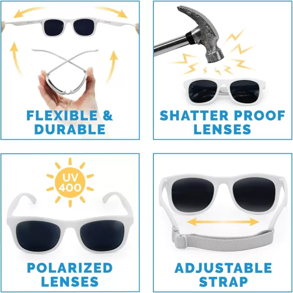 imageJAN ampamp JUL Baby Toddler Kids Flexible UV400 Polarized Sunglasses with Strap for Girls BoysWhite