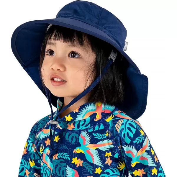 imageJAN ampamp JUL Kids Adjustable Cotton Adventure Sun Hat 50 UPFNavy Navy Trim