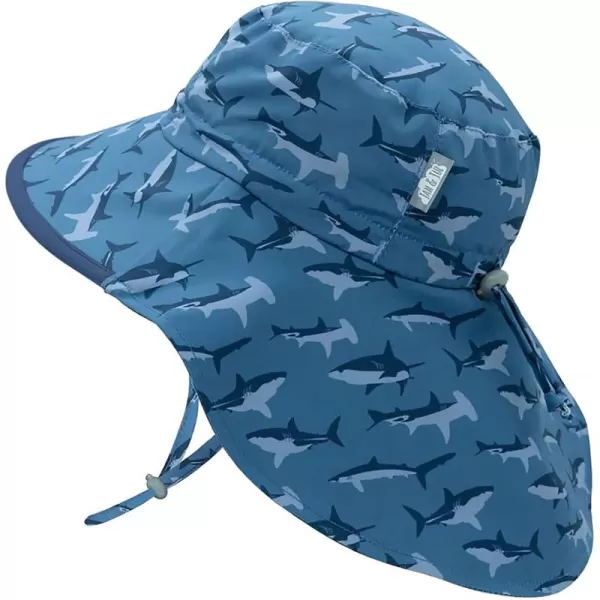 imageJAN ampamp JUL 50 UPF QuickDry SunHats for BoysShark With Navy Trim