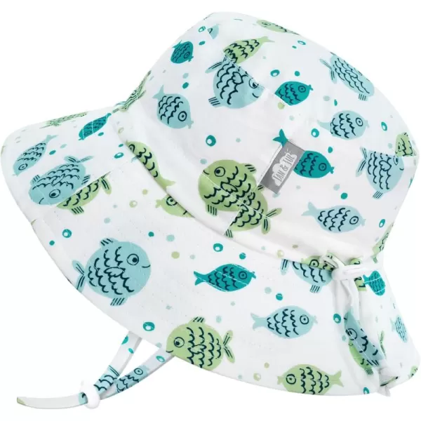 imageJAN ampamp JUL GrowwithMe Cotton Bucket SunHat for Baby and KidsFish Friends