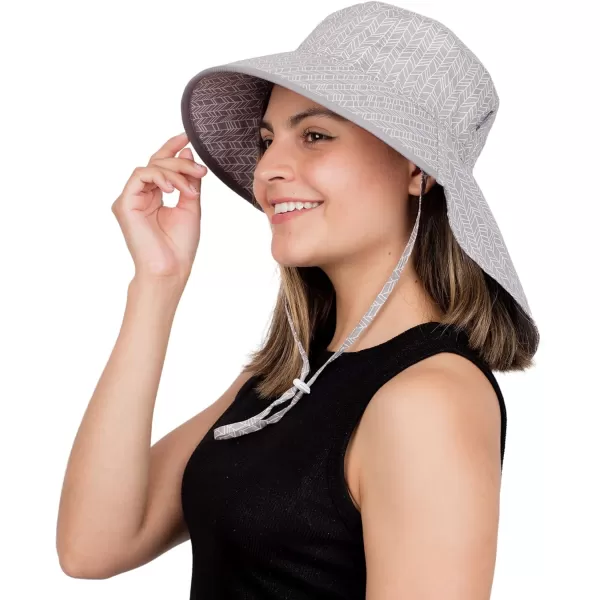 imageJAN ampamp JUL 100 Cotton Adjustable Sun Hat with UV Protection for WomenCotton Adventure Grey Herringbone