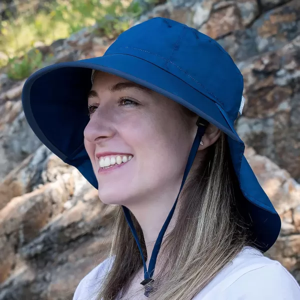 imageJAN ampamp JUL 100 Cotton Adjustable Sun Hat with UV Protection for WomenCotton Adventure Navy  Navy Trim