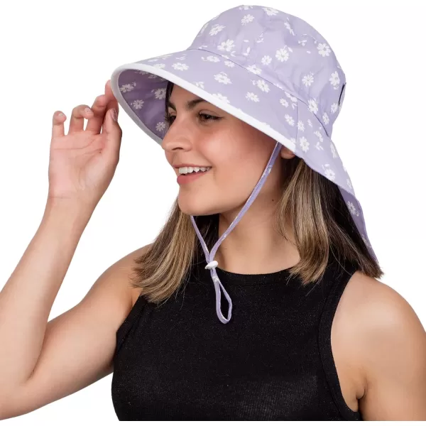 imageJAN ampamp JUL 100 Cotton Adjustable Sun Hat with UV Protection for WomenCotton Adventure Purple Daisy