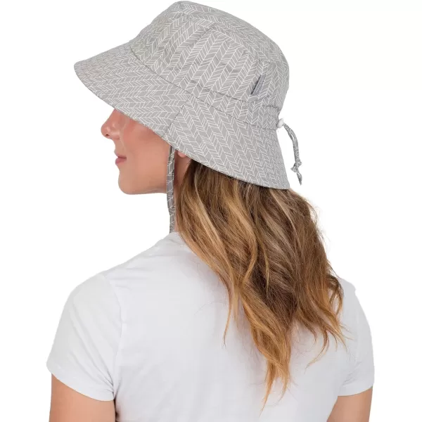 imageJAN ampamp JUL 100 Cotton Adjustable Sun Hat with UV Protection for WomenCotton Bucket Grey Herringbone