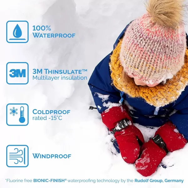 imageJAN ampamp JUL Boys StayOn Snow Mittens Waterproof InsulatedWith Thumb Neon Peaks Rated 15 
