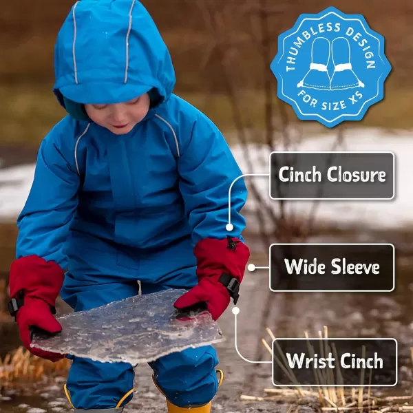 imageJAN ampamp JUL Boys StayOn Snow Mittens Waterproof InsulatedWith Thumb Neon Peaks Rated 15 
