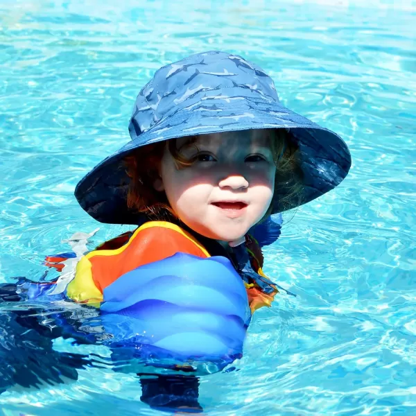 imageJAN ampamp JUL Kids 50 UPF GrowwithMe AquaDry Bucket SunHatShark