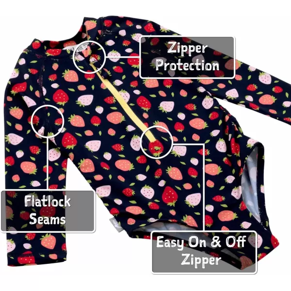 imageJAN ampamp JUL Long Sleeve 1pc Girls UV SwimSuit Rash Guard Baby Toddler KidsStrawberry