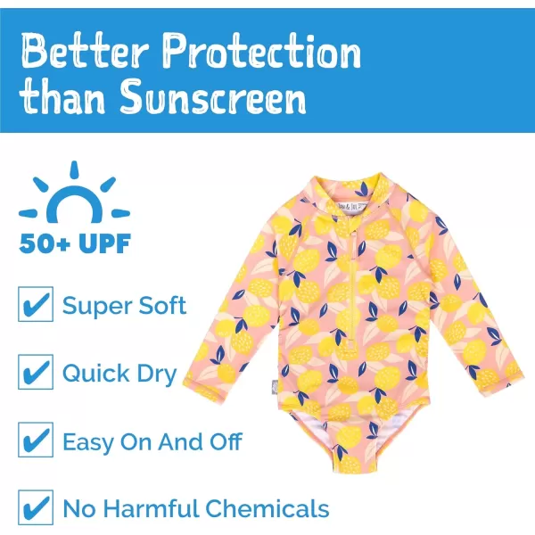 imageJAN ampamp JUL Long Sleeve 1pc Girls UV SwimSuit Rash Guard Baby Toddler KidsSummer Citrus