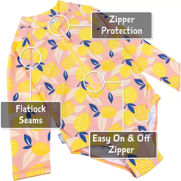 imageJAN ampamp JUL Long Sleeve 1pc Girls UV SwimSuit Rash Guard Baby Toddler KidsSummer Citrus