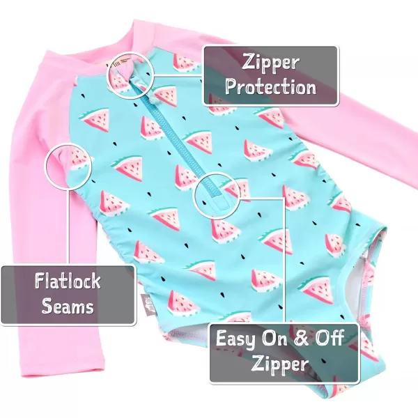imageJAN ampamp JUL Long Sleeve 1pc Girls UV SwimSuit Rash Guard Baby Toddler KidsWatermelon
