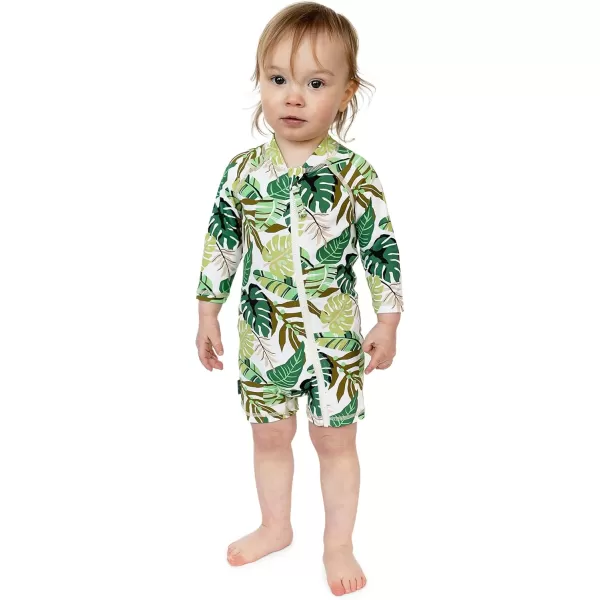 imageJAN ampamp JUL Long Sleeve 1pc UV Jumpsuit Rash Guard Baby ToddlerGreen Tropical