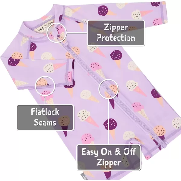 imageJAN ampamp JUL Long Sleeve 1pc UV Jumpsuit Rash Guard Baby ToddlerLavender Ice Cream