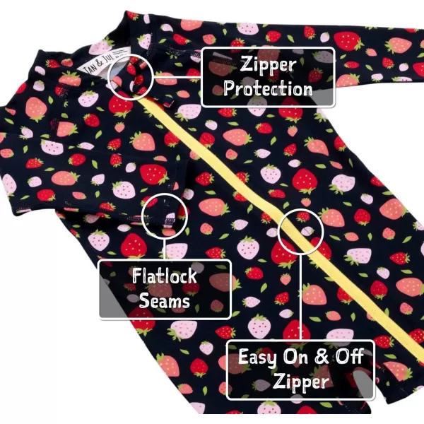 imageJAN ampamp JUL Long Sleeve 1pc UV Jumpsuit Rash Guard Baby ToddlerStrawberry