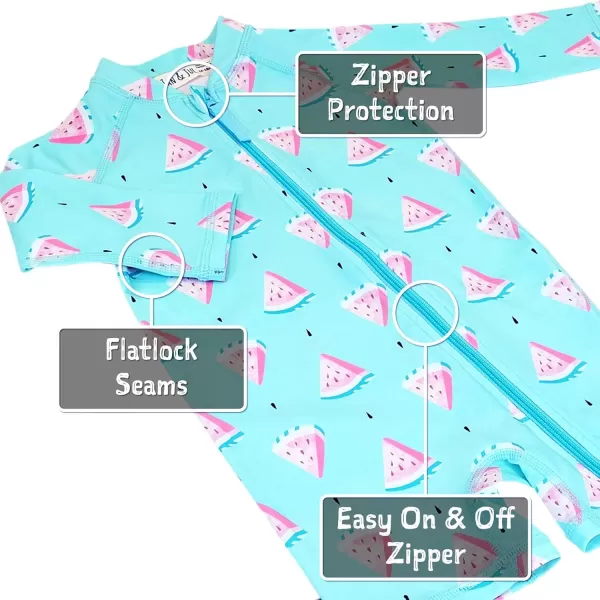 imageJAN ampamp JUL Long Sleeve 1pc UV Jumpsuit Rash Guard Baby ToddlerWatermelon