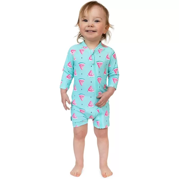 imageJAN ampamp JUL Long Sleeve 1pc UV Jumpsuit Rash Guard Baby ToddlerWatermelon