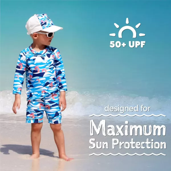 imageJAN ampamp JUL Long Sleeve 2pc UV SwimSuit Set with Shorts Baby Toddler KidsJungle Friends