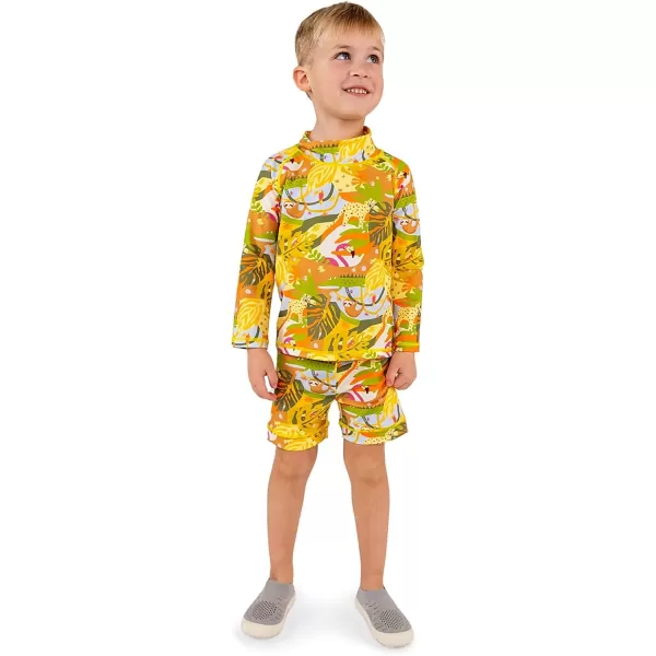 imageJAN ampamp JUL Long Sleeve 2pc UV SwimSuit Set with Shorts Baby Toddler KidsJungle Friends