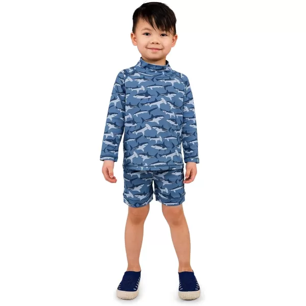 imageJAN ampamp JUL Long Sleeve 2pc UV SwimSuit Set with Shorts Baby Toddler KidsShark